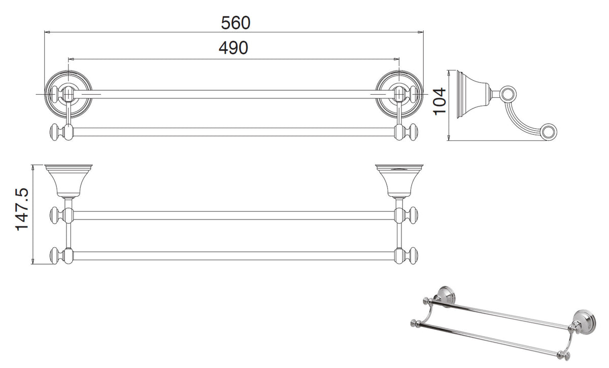 Doppel Badetuchhalter - Antik Serie 8200