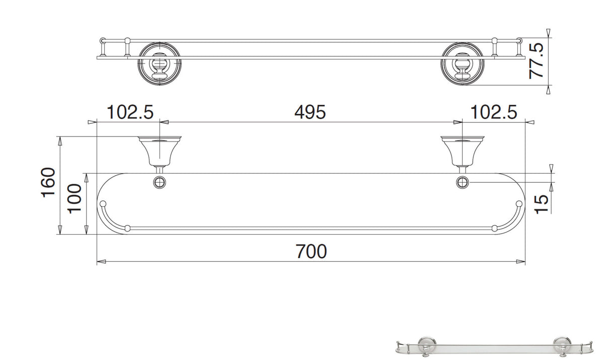 Glasregal cm 70 - Antik Serie 8200