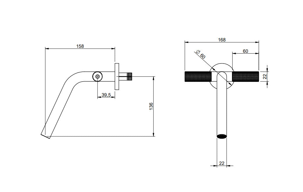 2 Griff UP Waschtischarmatur - 22mm