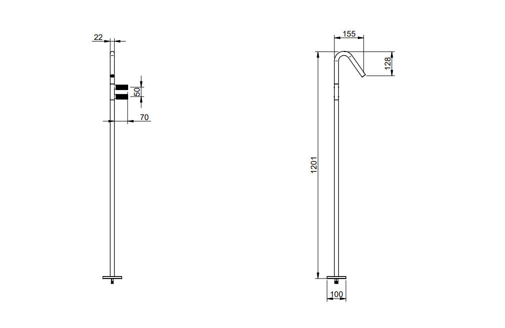 2 Griff Waschtisch Standarmatur - 22mm