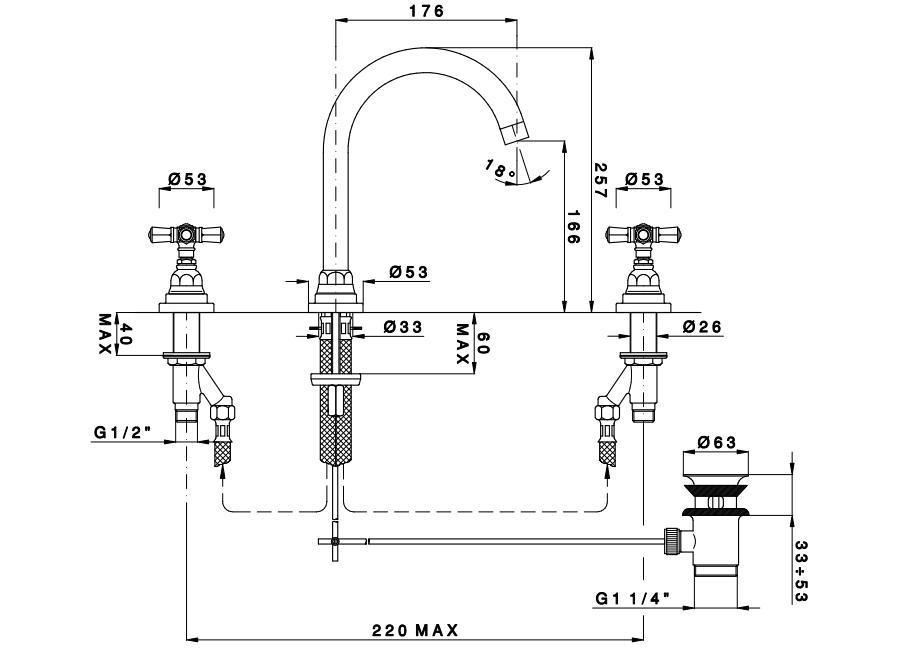 Waschbeckenbatterie mit automatischem Ablauf - Agora