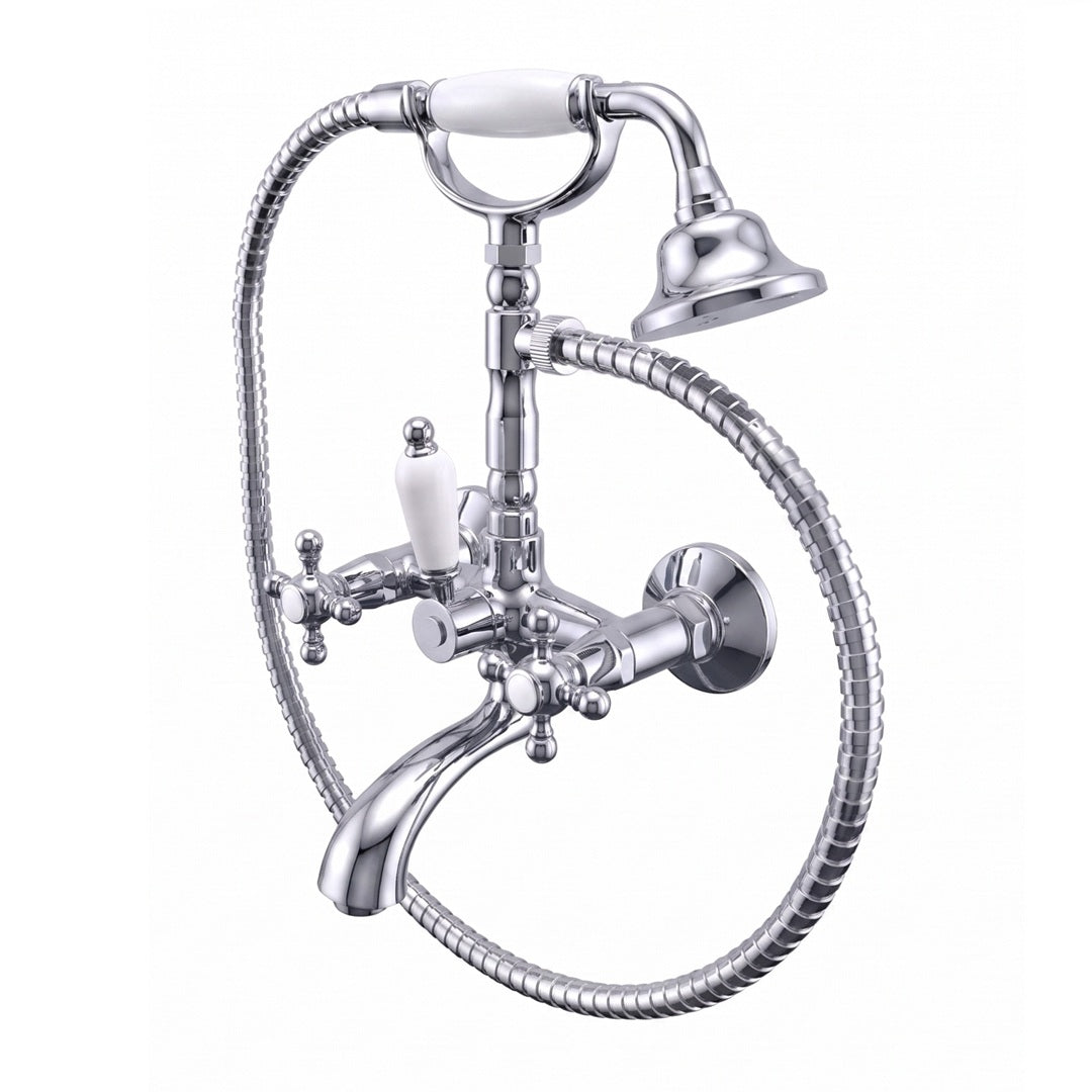 2 Griff Wannenarmatur mit integriertem Deviator - Old Fashion