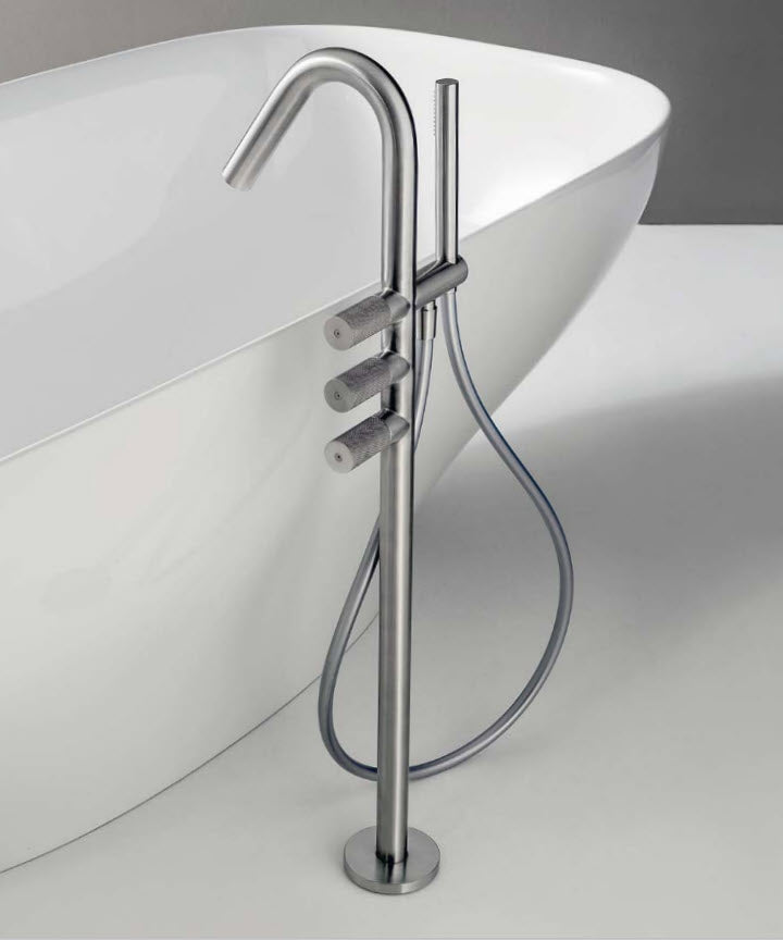 Treemme RWIT 6084 IS 01 – Bodenstehender Badewannenmischer 22mm, Frosted Inox