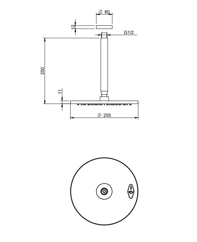 Treemme IT 6598 IS ZZ VS – Decken-Kopfbrause Ø 250 mm, Edelstahl