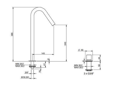Treemme IT 1133 IS 2H ZZ – 22mm Küchenarmatur Edelstahl, 2-Loch