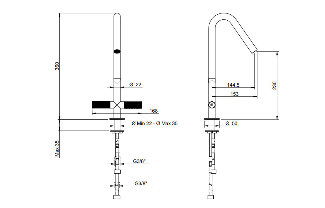 Treemme IT 6031 IS 2G ZZ – 22mm Küchenarmatur aus Edelstahl