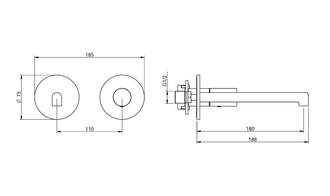 Treemme T30 Unterputz-Waschtischarmatur – Ausladung 180 mm | RWIT5BC5CC02
