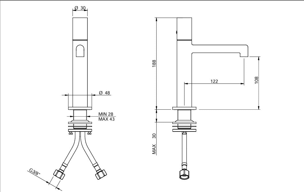 Treemme T30 Waschtischarmatur 108 mm Chrom – Einhebelmischer IT5B11CCZTZZ