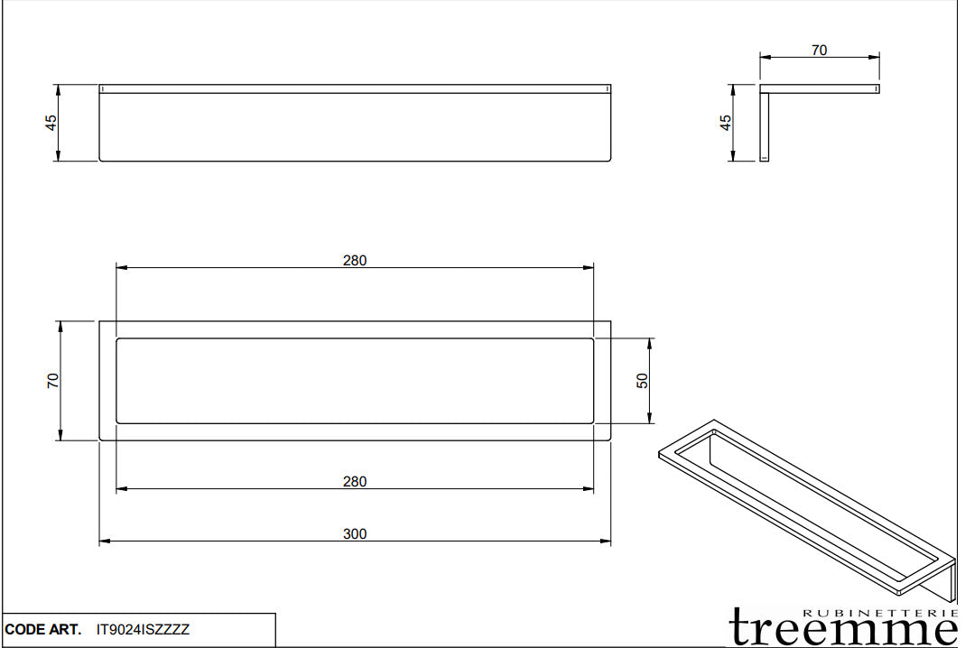 Treemme 5mm Handtuchhalter 30 cm – Edelstahl satiniert