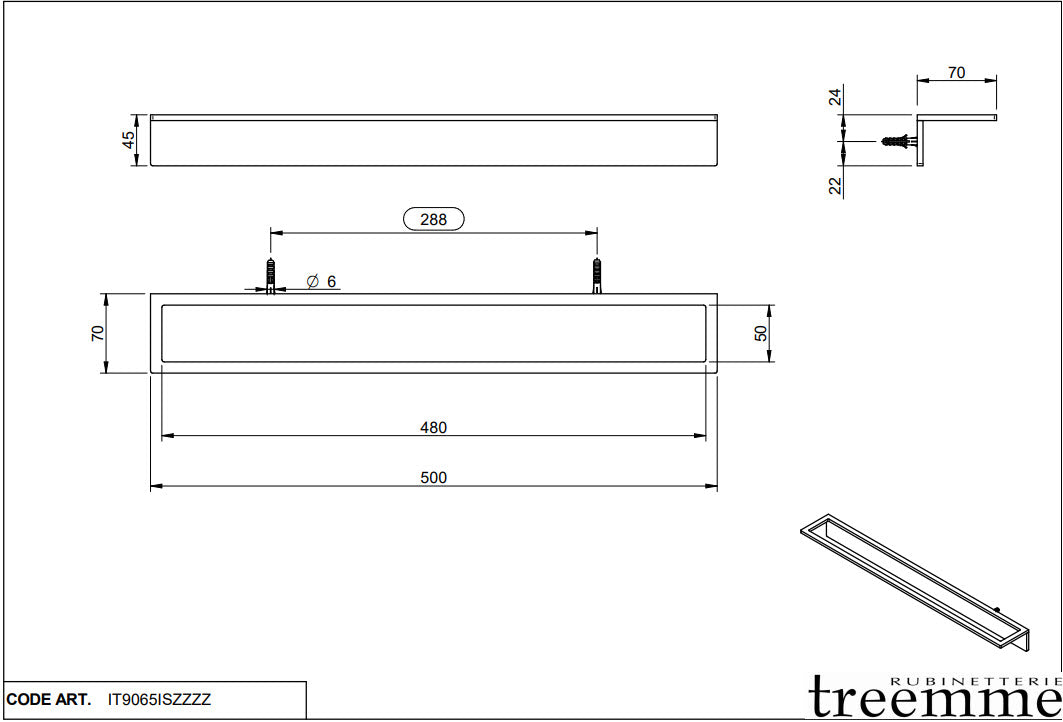 Treemme 5mm Handtuchhalter 30 cm – Edelstahl satiniert