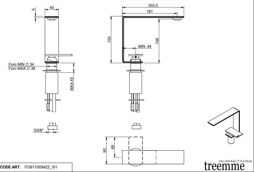 Rubinetterie Treemme 5MM IT 2811 IS 5M ZZ – Waschtischarmatur