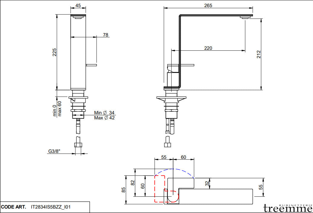 Treemme IT 2834 IS 5B ZZ 5mm Küchenarmatur – Edelstahl
