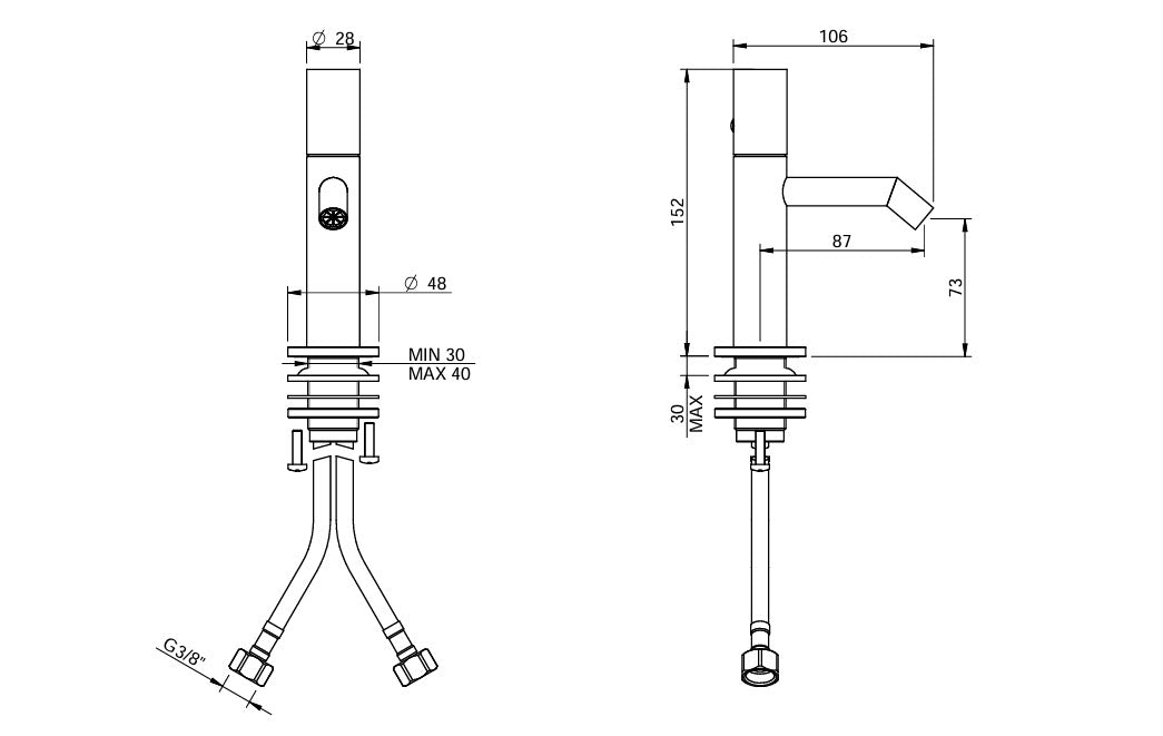 Treemme 28mm Edelstahl Bidetmischer Einhebel – IT 3B22 IS GD ZZ