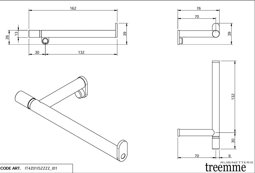 Treemme 28mm Toilettenpapierhalter aus Edelstahl – IT 4Z01 IS ZZ ZZ