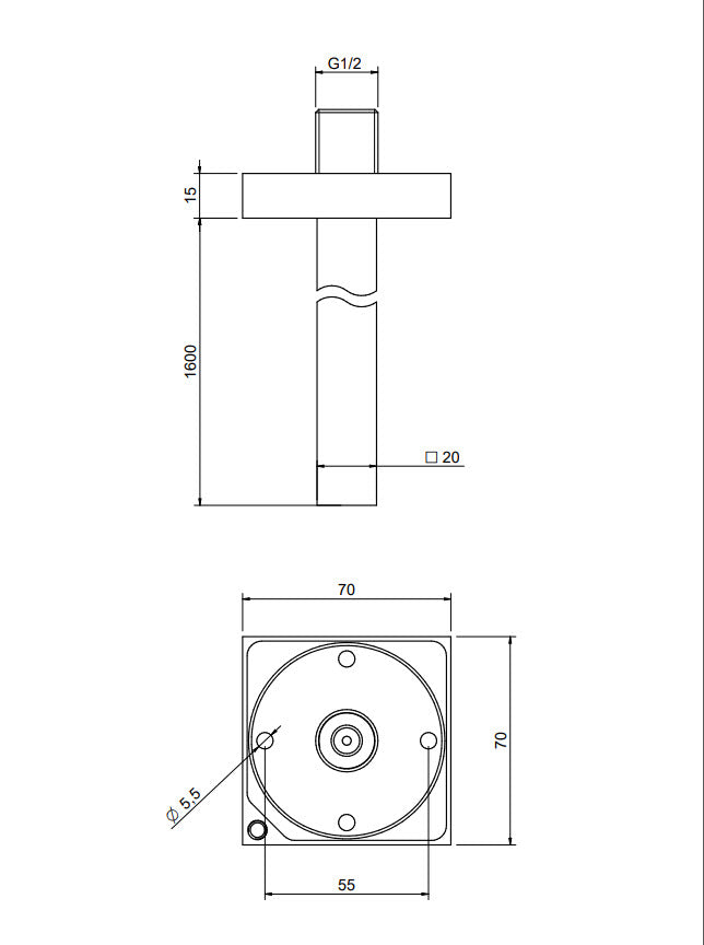 Treemme 5MM IT 6577 IS ZZ ZZ – Decken-Wasserauslauf Edelstahl 1600 mm