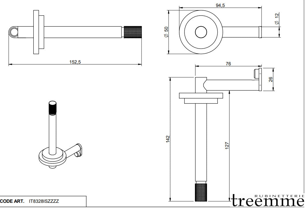 Treemme IT 8328 IS ZZ ZZ Reserve-Toilettenpapierhalter 22mm Edelstahl