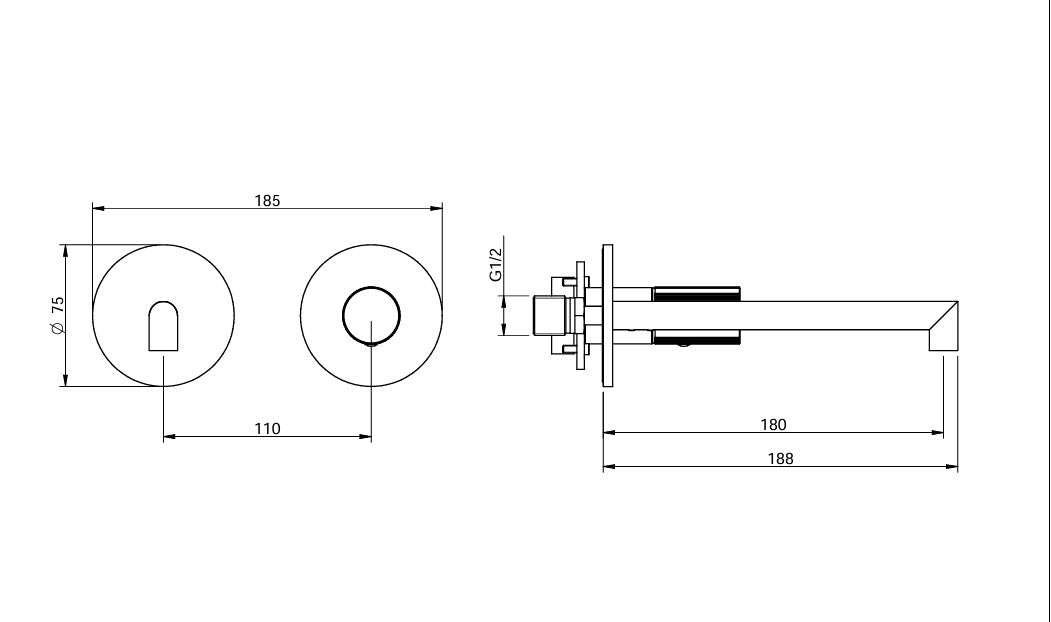 Treemme 28mm UP-Waschtischmischer 180 mm – RWIT 3BC5 IS 01