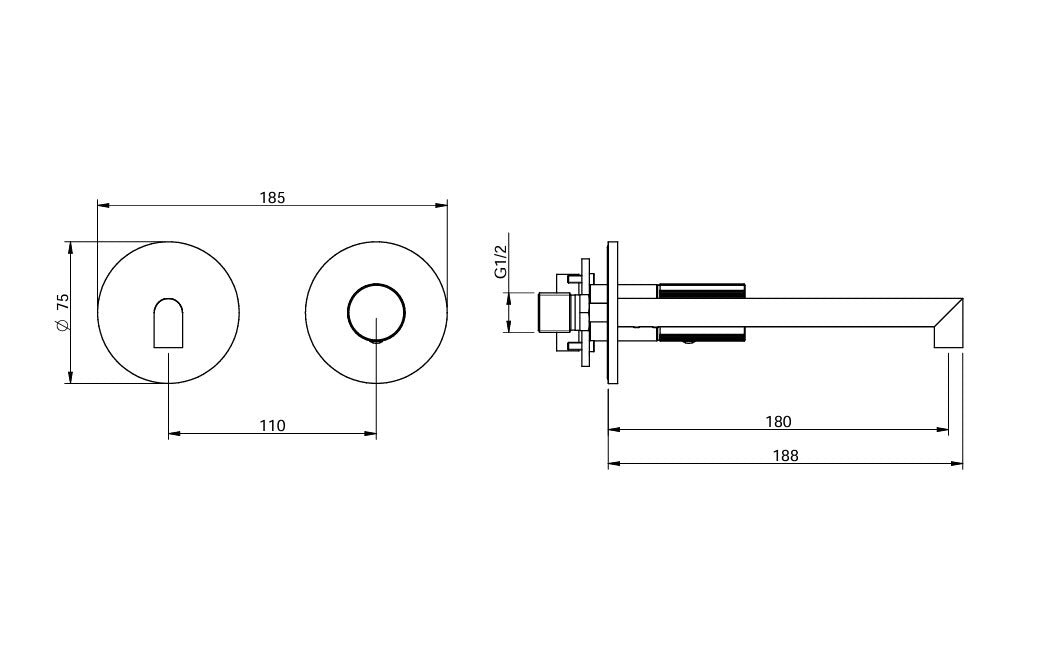 Rubinetterie Treemme RWIT 3BC5 IS G1 28mm Unterputz-Waschtischmischer Edelstahl