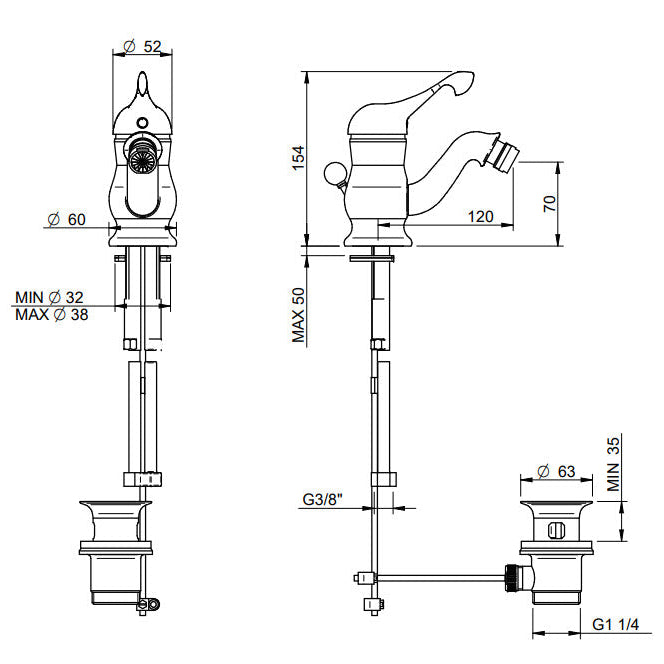 Einhand-Bidetmischer – Piccadilly