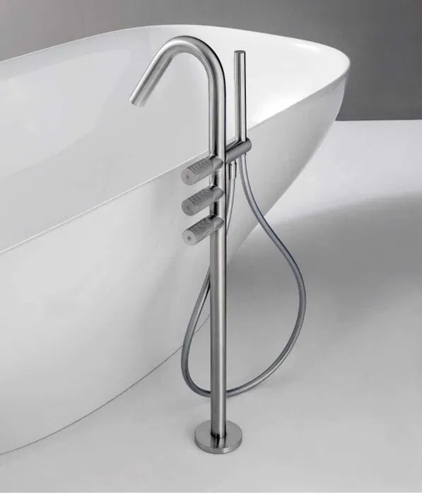Treemme RWIT 6084 IS 01 – Bodenstehender Badewannenmischer 22mm, Frosted Inox