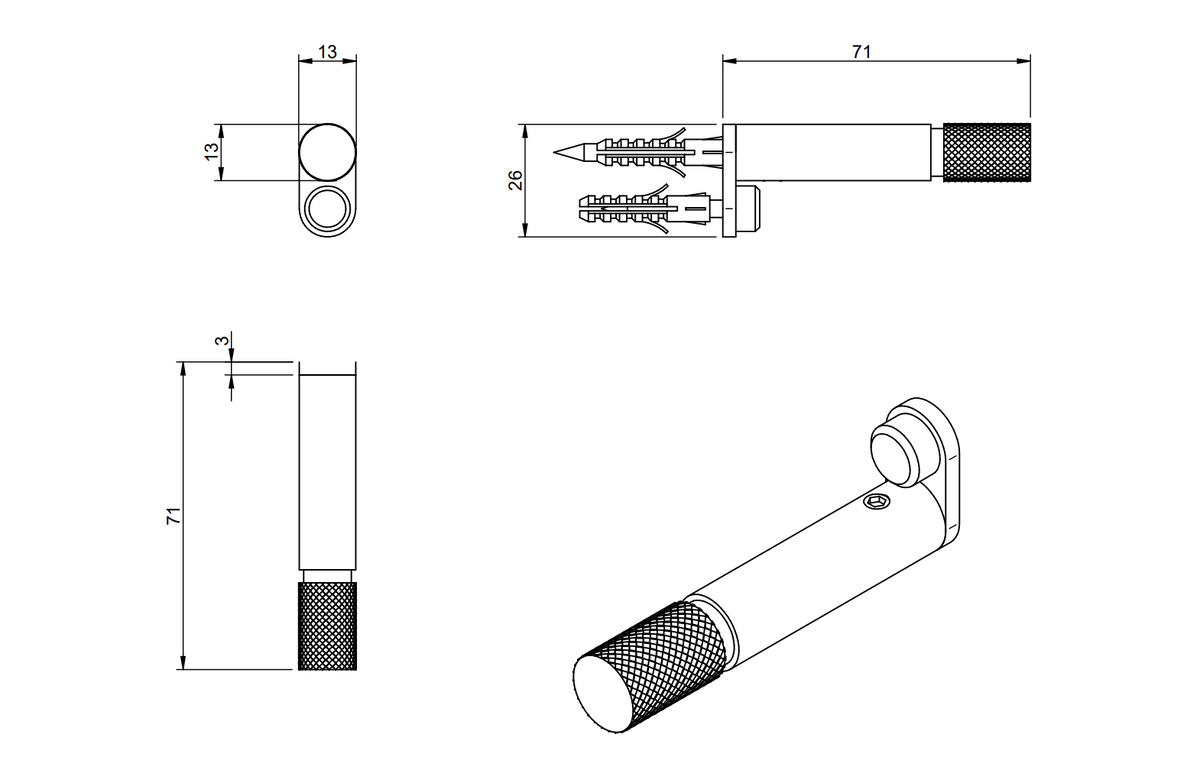 Treemme IT8311ISZZZZ Handtuchhaken aus gebürstetem Edelstahl Serie 22mm